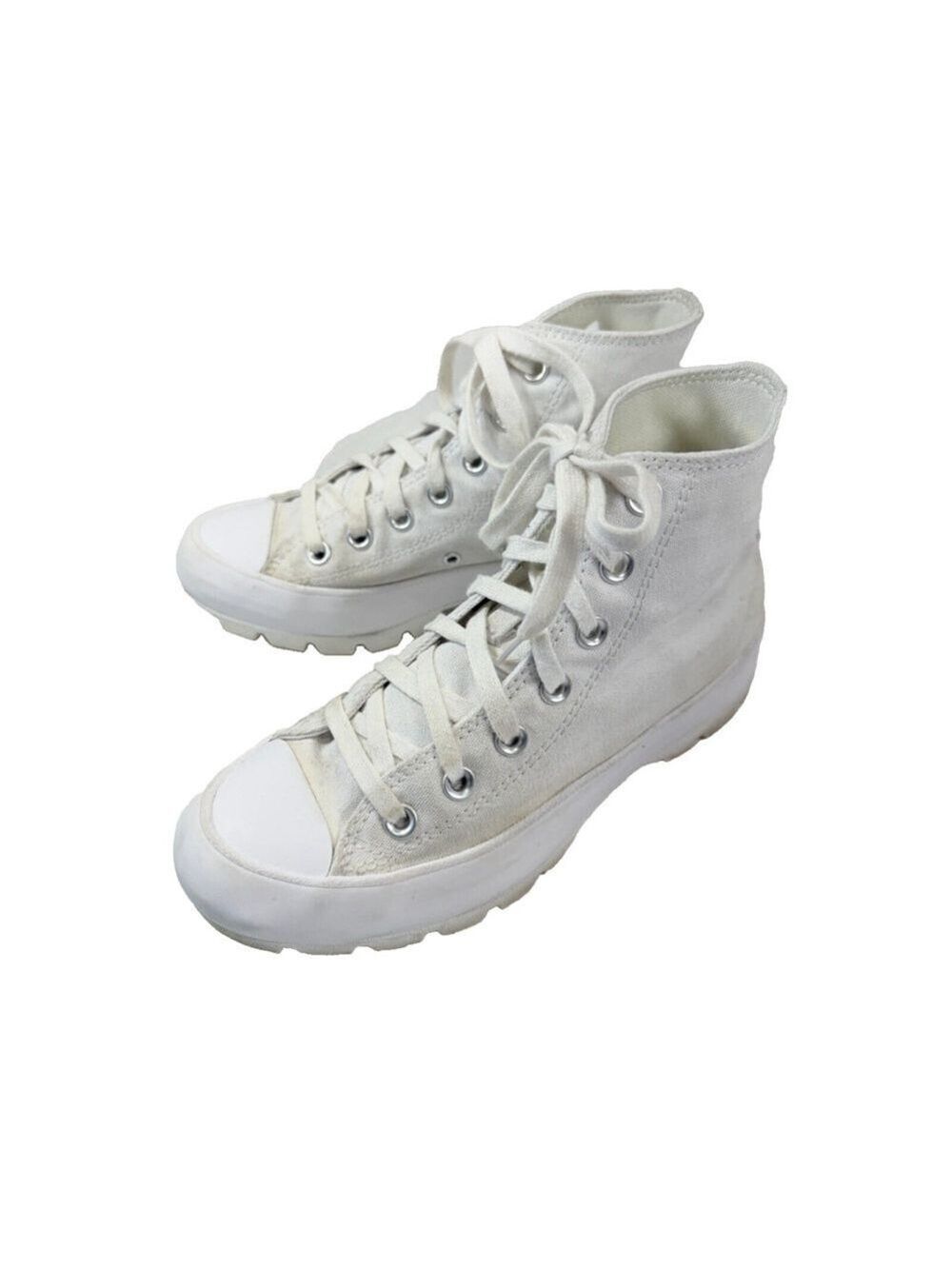 Chuck Taylor Leather Lugged Sole Womens 6.5 White High Top Lace Up Comfort